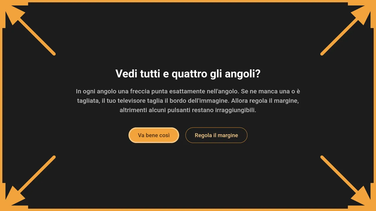 Se tutte e quattro le frecce arrivano agli angoli, l'immagine è a posto.