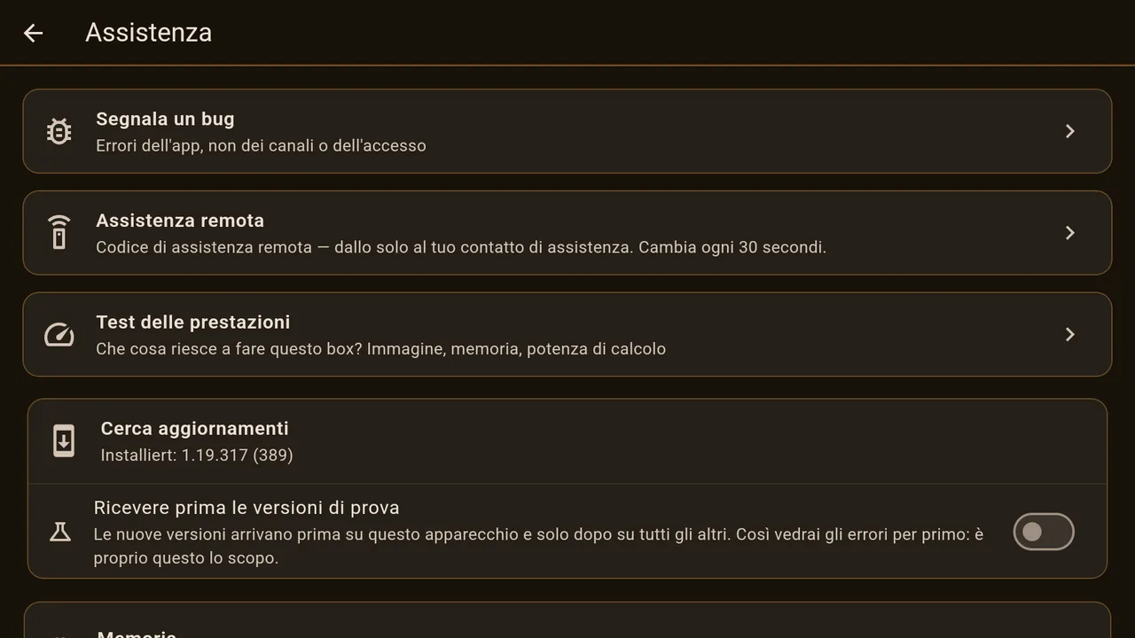 Segnalare errori, assistenza remota, test delle prestazioni, aggiornamenti.